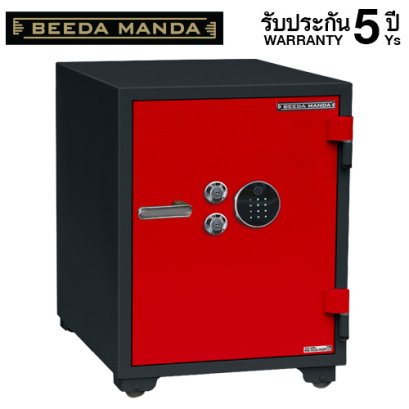 ตู้เซฟกันไฟ 3 ชั่วโมง BEEDA MANDA รหัสสแกนลายนิ้วมือ รุ่น FS-155-F สีแดง-ดำ