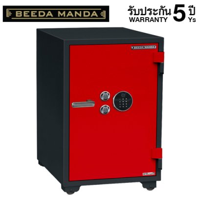 ตู้เซฟกันไฟ 3 ชั่วโมง BEEDA MANDA รหัสสแกนลายนิ้วมือ รุ่น FS-190-F สีแดง-ดำ