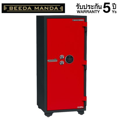 ตู้เซฟกันไฟ 3 ชั่วโมง BEEDA MANDA รหัสสแกนลายนิ้วมือ รุ่น FS-280-F สีแดง-ดำ