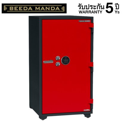 ตู้เซฟกันไฟ 3 ชั่วโมง BEEDA MANDA รหัสสแกนลายนิ้วมือ รุ่น FS-380-F สีแดง-ดำ