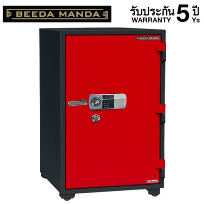ตู้เซฟกันไฟ 3 ชั่วโมง BEEDA MANDA รหัสสแกนลายนิ้วมือ รุ่น FS-350-FA สีแดง-ดำ