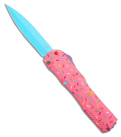 Kershaw Livewire Dessert Warrior D/E OTF Knife Pink/Sprinkle Al (3.4" Blue)