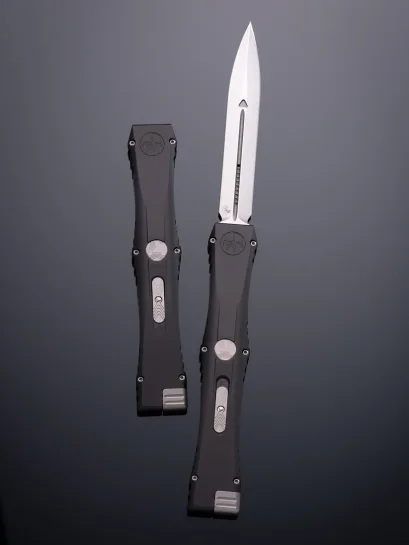 Microtech NEMESIS IV D/E STONEWASH FINISH HARDCOAT ANODIZED AIRCRAFT ALLOY DOUBLE VAPOR BLAST 17-4 STAINLESS (1152-10MS1)
