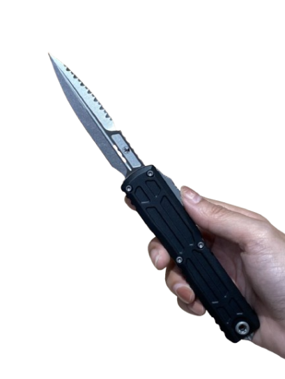 Microtech Ultratech Gen III EX-ZBP Bayonet Signature Series Stonewash Full Serrated (1120EX-12 S)