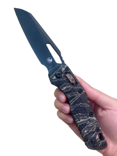 Microtech MSI S/E Tri-Grip Polymer Tiger Stripe Camo Standard Apocalyptic Bronzed Apocalyptic Accents (210T-1APPMTSC-V4W2)