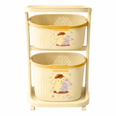 ตะกร้าอเนกประสงค์ 2 ชั้น มีล้อเลื่อน Pompompurin สีเหลือง