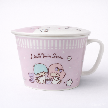 ถ้วยมาม่า เซรามิกพร้อมฝาปิด Little Twin Stars 1 ลิตร