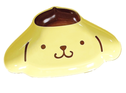 จานตื้น ทรงหน้าการ์ตูน Pompompurin ขนาด 25 ซม. สีเหลือง
