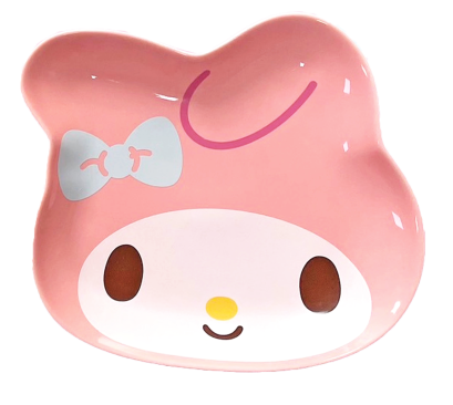จานตื้น ทรงหน้าการ์ตูน My Melody ขนาด 25 ซม. สีชมพู