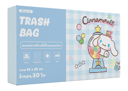 GREEN AIR ถุงขยะแบบหูหิ้ว สีฟ้า Cinnamoroll ( 30 ใบ )