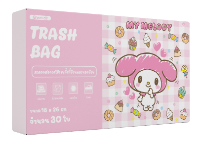 GREEN AIR ถุงขยะแบบหูหิ้ว สีชมพู My Melody ( 30 ใบ )