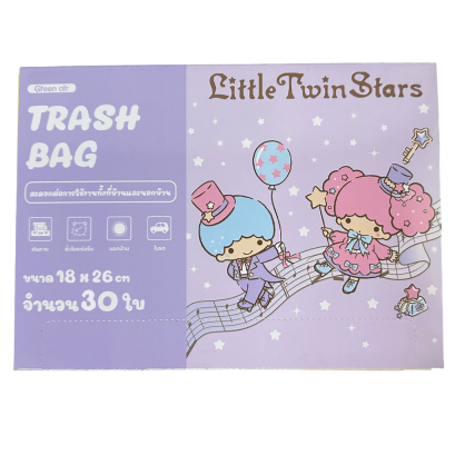 GREEN AIR ถุงขยะแบบหูหิ้ว สีม่วง Little Twin Stars ( 30 ใบ )