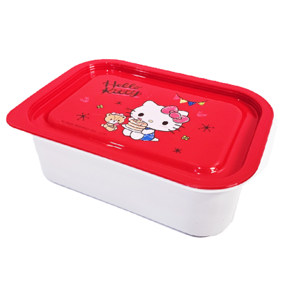 กล่องอาหาร Hello Kitty ทรงเหลี่ยม สีแดงขาว