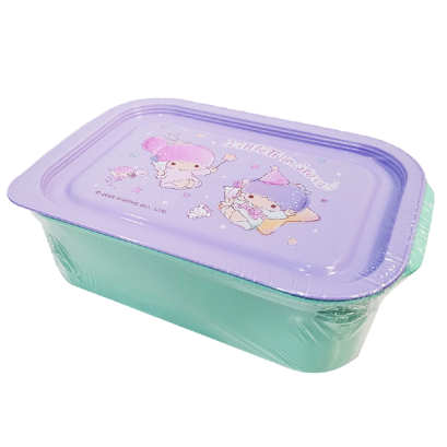 กล่องอาหาร Little Twin Stars ทรงเหลี่ยม สีม่วงเขียวมิ้น