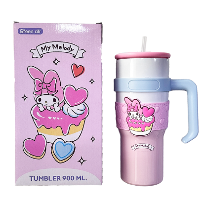 แก้วน้ำเก็บความเย็น พร้อมหลอดดูด My Melody 900 ml.