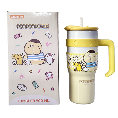 แก้วน้ำเก็บความเย็น พร้อมหลอดดูด Pompompurin 900 ml.