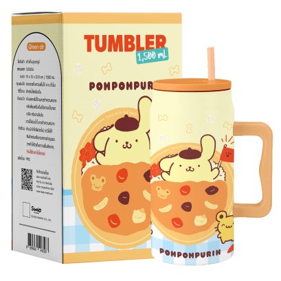 แก้วน้ำเก็บความเย็น พร้อมหลอดดูด Pompompurin 1.5 มล.