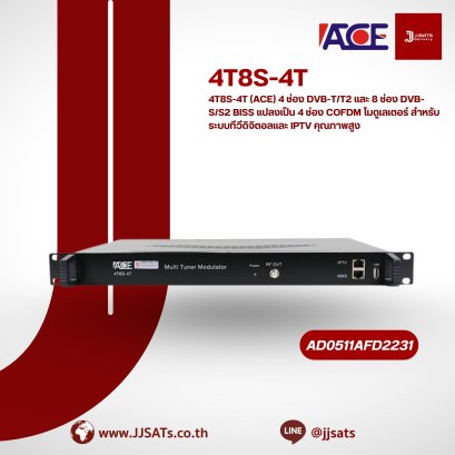4T8S-4T (ACE) 4 DVB-T/T2 & 8 DVB-S/S2 BISS Channels to 4 COFDM Modulators for High-Quality Digital TV and IPTV Systems