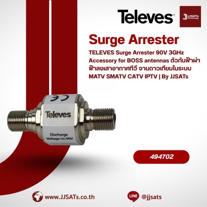 494702 TELEVES Surge Arrester 90V 3GHz Accessory for BOSS antennas ตัวกันฟ้าผ่าฟ้าลงเสาอากาศทีวี จานดาวเทียมในระบบ MATV SMATV CATV IPTV