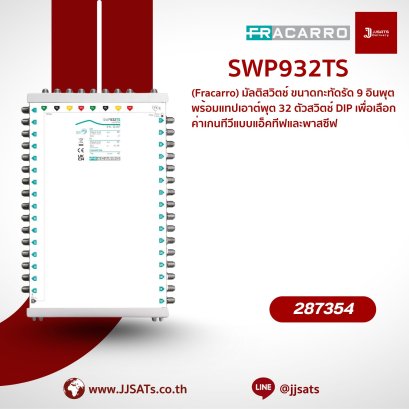 287354 – Fracarro SWP932TS 9-Input (8 SAT + 1 TV) 32-Output Multiswitch, Gain Adjustable via DIP Switch, Ideal for Indoor Use