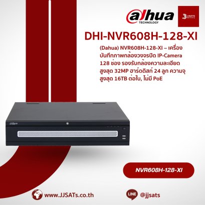 NVR608H-128-XI – 128-Channel IP Camera NVR, supports up to 32MP cameras, 24 HDDs up to 16TB each, no PoE.