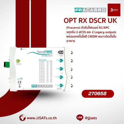 270658 – Fracarro OPT RX DSCR UK SC/APC Fiber Receiver, 2 dCSS & 2 Legacy outputs, CWDM Tech, Ideal for Indoor Use
