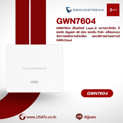 GWN7604 – Dual‑Band Wi‑Fi 6 Access Point with Built‑in PoE Switch for Business from Grandstream | By JJSATs