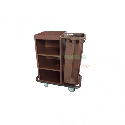 24786 รถเข็นแม่บ้านเหล็กพร้อมถุงผ้าสีน้ำตาล