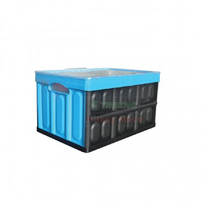 41790 กล่องพลาสติกสีดำพับได้พร้อมฝาสีฟ้า  