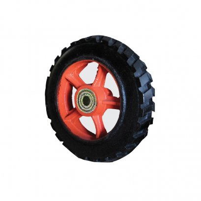 04061 12&quot; ลูกล้อยางดำหล่อติด (แฉกสีส้มลายจิ๊บหัวเสือ) พร้อมลูกปืน