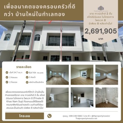 为了更美好的家庭未来，在斯里拉差黄金地段购置新家。这套极简主义风格的两层联排别墅位于 Private 8 Khao Nam Sup 项目中，设计精良，功能齐全，环境安静私密。仅限 8 套！