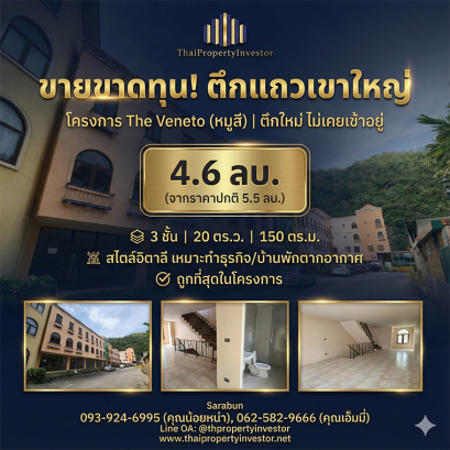 Khao Yai – Moo Si Shophouse | New 3-Storey Unit on 20 sq.w. Land, 150 sq.m. Usable Area. “Loss Sale” at Only 4.6 MB — A rare chance to live or run a business at a price nearly 1.5 MB below market.