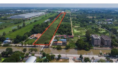 稀有！ Khlong Hok最适合建住房开发的位置！出售土地30莱近道路两侧，毗邻 Big C Thanyaburi 配送中心 Khlong Hok，近 Wat Wan Bun，近坦亚武里拉加曼加拉理工大学 5分钟！！