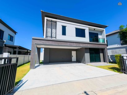 Brand-new home with beautiful built-ins!! Single detached house for sale – Grand Britania Wongwaen–Ramintra Area 70.2 Sq.wah, 4 bedrooms, 4 bathrooms, 3 parking spaces, equipped with modern smart-home technology