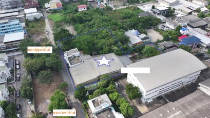 Land for sale with factory and certificate 4, size 2-1-94 rai, Soi Theparak 14, convenient connection to Sukhumvit. Only 450 meters from Theparak main road, special price, urgent!!