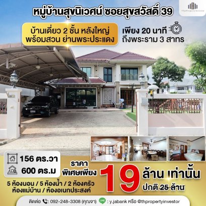 Spacious 2-Storey Detached House with Large Garden Land size: 156.4 sq.wah (≈ 625.6 sq.m.), usable area over 600 sq.m. Prime location with convenient access to Bhumibol Bridges 1–2, Industrial Ring Road, and Outer Ring Expressway. Future access to MRT Pur