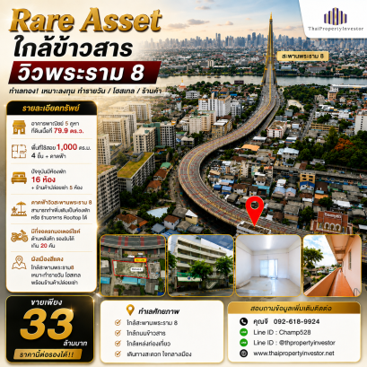 Ready-to-invest building!!! Guesthouse + retail shops! Fronting Arun Ammarin Road with Rama 8 Bridge view &mdash; For Sale: Commercial Building / Guesthouse, 5 units, 80 Sq.Wah, ideal for daily rental hostel with retail shops, motorcycle parking, Red zone city