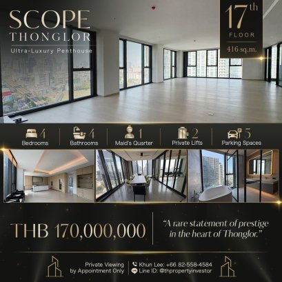Ultra-Luxury Penthouse for Sale at SCOPE Thonglor | 416 sq.m. Next to BTS Thong Lo