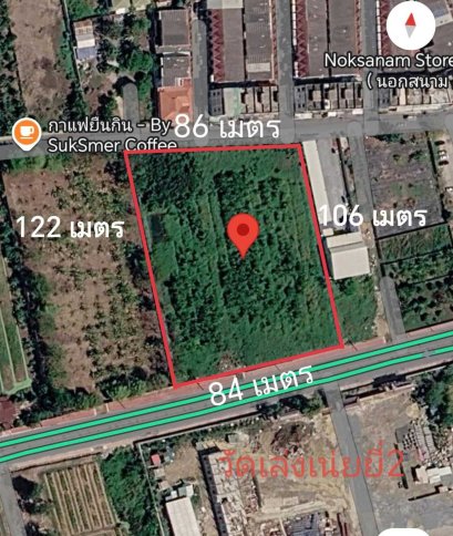 Red-Zone Land for Sale, 6 Rai 24 Sq.Wah, Opposite Wat Leng Noei Yi 2, Near Central Westgate, Dual Road Frontage, Ideal for Community Mall and Mixed-Use Development