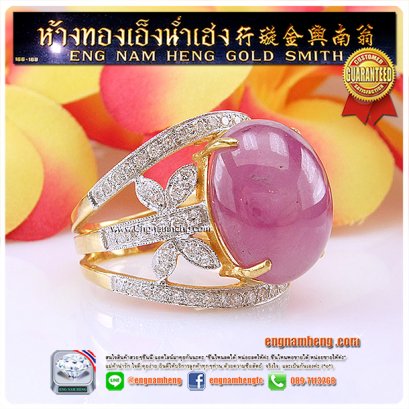 แหวนทับทิมแท้ ประดับเพชรเบลเยี่ยมคัท ใส่สวยหรูค่ะ