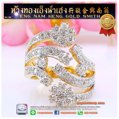 แหวนเพชรเบลเยี่ยมคัท น้ำ 98% ทรงแฟชั่นหน้ากว้าง ใส่สวยเต็มนิ้ว หรูหรามั่กๆค่ะ