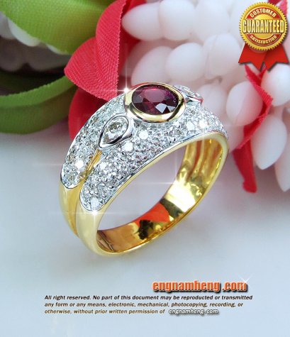 แหวนทับทิมเจียรนัย ประดับเพชรแท้ เกรดเบลเยี่ยมคัท สวยมากๆค่ะ