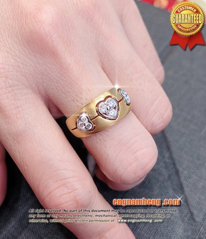 แหวนเพชรแท้รูปหัวใจ เพชรเบลเยี่ยมคัท น้ำ 99% E-Color/VVS 