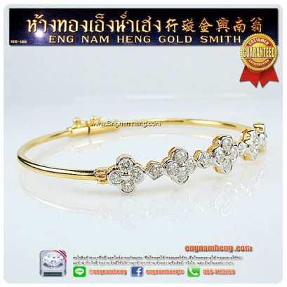 กำไลเพชรเบลเยี่ยมคัท น้ำ 98% F Color/VVS เพชรทั้งหมด 1.08 กะรัต