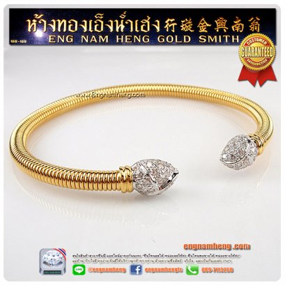 กำไลหัวบัว ประดับเพชรแท้เบลเยี่ยมคัท ตัวเรือนทองค่ะ