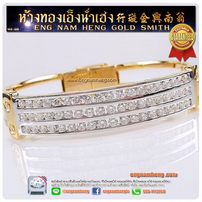 กำไลเพชรเบลเยี่ยมคัท เพชรเรียง 3 ชั้น ทรงหน้ากว้าง หรูหราใส่สวยเต็มข้อมือคะ