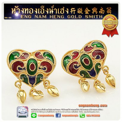 ต่างหูทองคำ 99.99 เปอร์เซ็นต์ น้ำหนัก 6.75g ลงยา งานละเอียดสวย