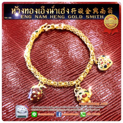 สร้อยข้อมือทองคำ 96.5% น้ำหนัก 2 บาท งานช่างทองสุโขทัยลงยา