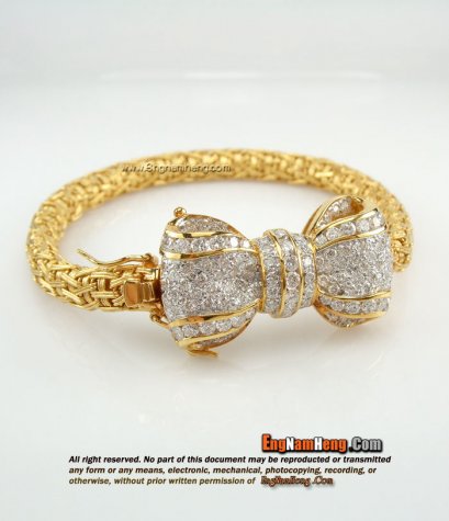 สร้อยแขนเพชรแท้ เบลเยี่ยมคัต รูปโบว์ สวยหวานค่ะ