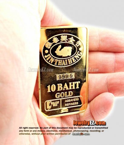 ทองคำแท่งยี่ห้อ จิ้นไถ่เฮง 999.9 เปอร์เซ็นต์ น้ำหนัก 152.40กรัม (10บาท)